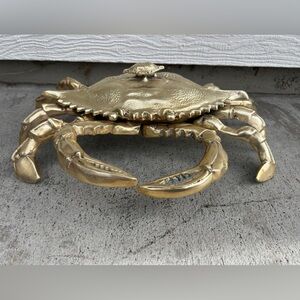 Large Vintage MCM Brass Crab w/ Lid